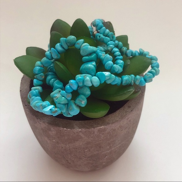 Southwestern Turquoise Nugget Sterling Silver Necklace - Picture 2 of 9